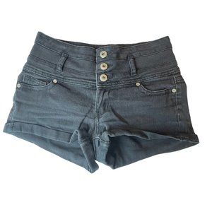 Blue Asphalt Womens Denim Jeans Shorts Stretch Roll Tab Hem WS-122 Black Size 3